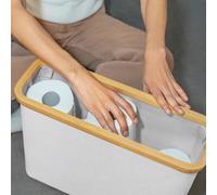 1 pièce Panier de rangement pour papier mouchoir avec couvercle en bambou, panier à linge, étagère de rangement en bois pour salle de bain, support pour papier toilette facile à installer, fournitures