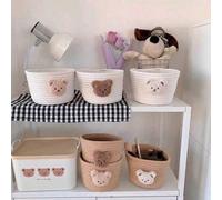 1 pièce Panier de rangement rond en corde tressée avec motif d'ours, boîte organisatrice de bureau avec motif d'ours, panier de rangement, panier de rangement tressé à la main, boîte organisatrice de 