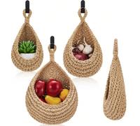 1 pièce Panier suspendu style bohème tressé, forme de goutte créative, convient pour les légumes et les fruits, panier de rangement de cuisine, fournitures de cuisine Mini14*15,Taille moyenne 20*19,Tr