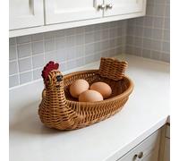 1 pièce Panier tressé en forme de poulet, matériau en rotin artificiel, pour le rangement, parfait pour ranger la vaisselle (ne convient pas pour le contact direct avec les aliments), panier de rangem
