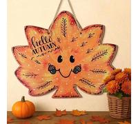 1 pièce Panneau de bienvenue en bois vintage avec feuille d'érable, Hello Fall, Automne, Récolte d'automne, Thanksgiving, convient pour la décoration murale de la ferme et de la maison en automne Tail
