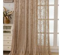 1 pièce Panneau de rideau en velours jacquard - Style de lin japonais, avec poche pour tringle, convenant pour salon et chambre à coucher - Rideau transparent et filtrant la lumière 52"W x 63"L(132 x