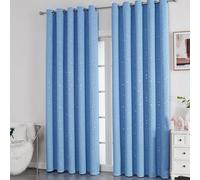 1 pièce Panneau de rideau imprimé étoile avec traitement argent-pressé en polyester, traitement de fenêtre occultant pour chambre/salon, rideau occultant pour la décoration de festival 100*200,150*200