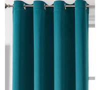 1 pièce Panneau de rideau occultant teinté unicolore, polyester, assombrit la pièce, isolation thermique, convient pour le salon, la chambre à coucher, couleur du rideau : bleu canard 100*200,150*200,