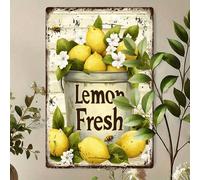 1 pièce Panneau métallique vintage "Citron frais", décoration murale en fer de 12 x 8 pouces, style de ferme, plaque convenant pour la maison, la chambre, le restaurant, le café, le repaire d'homme, l