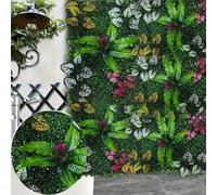 1 pièce Panneau mural de plante verte artificielle, pelouse d'herbe artificielle, plantes de haie taillées, décor de fond de plante artificielle, pelouse d'herbe extérieure 3D biologique, herbe artifi