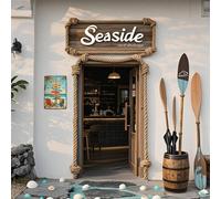 1 pièce Panneau mural en métal, Décoration murale plate 2D, Motif de plage tropicale 11x7 pouces, Convient pour le jardin, le porche, la cuisine, la cour, la décoration murale rétro, le jardin, la mai