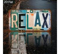 1 pièce Panneau mural métallique vintage "RELAX" - Style décoratif industriel rustique avec design de plaque d'immatriculation délavée. Convient pour la ferme, le jardin, l'entrée du garage - Pas beso
