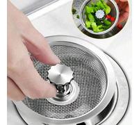 1 pièce Passoire d'évier de cuisine en acier inoxydable, capteur de vidange, bouchon d'évier, broyeur à déchets, couvercle anti-bouchage, filtre de vidange d'évier, maille anti-odeur Argent 1 pièce,Ar