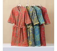 1 pièce Peignoir long vintage à motif floral, peignoir en gaze, absorbant et séchage rapide, peignoir pour femme, convient comme serviette, vêtements de nuit pour le printemps/l'été, double couche de 