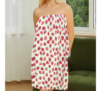 1 pièce Peignoir tube en polaire de corail à motif fraise pour femmes, peignoir de bain absorbant et doux avec écharpe à boucle et crochet, peignoir de bain, peignoir de séchage, peignoir anti-peluche