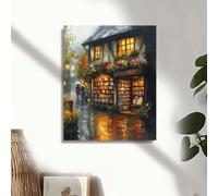 1 pièce Peinture à numéros de paysage urbain pour adultes Kits Peinture acrylique sur canevas Artisanat manuel DIY Image 40x50cm/16x20 pouces Sans cadre 40x50cmNon-tissé