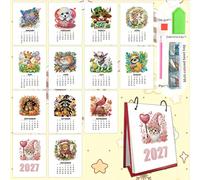 1 pièce Peinture de diamant motif de vacances mignon 2027, série de motifs de vacances DIY, calendrier de bureau mini, calendrier de bureau, calendrier de bureau créatif fait main, support de calendri