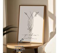 1 pièce Peinture sur canevas décorative de style minimaliste moderne sans cadre avec design de texte, affiche créative personnalisée de design de texte main dans la main, parfaite pour la décoration d