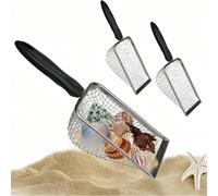 1 pièce Pelle à tamis de plage en acier inoxydable avec filtre à maille multifonction - Tamis à sol de jardin avec poignée - Tamis de jardin, pelle à tamis de plage pour coquillages, tamisage des dent