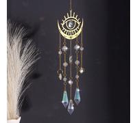 1 pièce Pendentif cristal de lune flamme dorée capteur de lumière du soleil décoration de jardin extérieur ornement suspendu couleur AB, Halloween, effrayant, automne, vacances, festival, décoration d