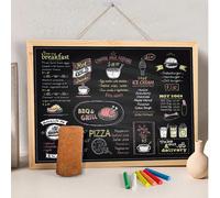 1 pièce Petit tableau noir en bois, tableau d'affichage de message à double face à la mode, panneau de menu publicitaire manuscrit DIY, panneau en liège doux avec cadre en chêne, décoration pour le bu