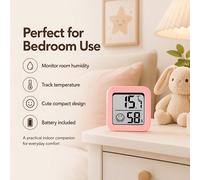 1 pièce Petit thermomètre et hygromètre portable en plastique, corps carré polyvalent noir/blanc/rose, montage mural ou utilisation sur bureau, surveillance simultanée de la température et de l'humidi