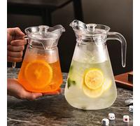 1 pièce Pichet d'eau en acrylique transparent grande capacité avec couvercle, bouteille d'eau facile à nettoyer avec poignée, convient pour les boissons chaudes/froides, le café et le jus, idéal pour 
