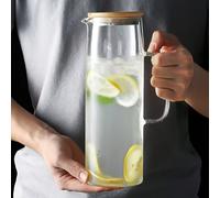1 pièce Pichet d'eau froide en verre borosilicaté haute résistance de 1 L/1,2 L/1,5 L avec couvercle, convient pour le jus, les boissons, la maison, le restaurant, l'extérieur, excellent cadeau pour l