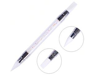 1 pièce Pinceau d'art pour ongles en acrylique à double extrémité, 1 pièce Pinceau d'art pour ongles en acrylique en silicone, Stylo d'art pour ongles à manche strass à double tête, convient pour la c