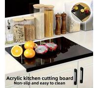 1 pièce Planche à découper acrylique antidérapante - Protecteur de plan de travail de cuisine noir transparent à la mode, pour hacher les fruits et légumes - Accessoire essentiel pour la cuisine de la