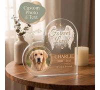 1 pièce Plaque commémorative de compagnie familiale en acrylique en forme de cœur, peut personnaliser la photo et le texte, cadeau de deuil, souvenir commémoratif de chien/chat "À jamais aimé", convie