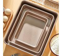 1 pièce Plaque de cuisson antiadhésive en acier au carbone doré, grande taille, convenant pour la cuisson de biscuits, pain, gâteaux. Disponible en rectangle/carré, grande/moyenne/petite taille, plats