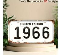1 pièce Plaque décorative métallique vintage édition limitée 1966 | Décoration murale plate en 2D, en aluminium, de style rustique, idéale pour les passionnés d'automobiles et les collectionneurs, con