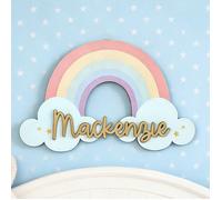 1 pièce Plaque décorative personnalisable avec nom, Enseigne de nom arc-en-ciel personnalisée, Décoration d'intérieur pastel, Enseigne de porte, Sculpture murale, Suspension murale faite à la main 15 