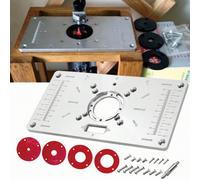 1 pièce Plaque d'insertion de table de routeur en aluminium, plaque de routeur pour insertion de dessus de table de travail du bois, plaque de montage avec accessoires pour machine de taillage et de f
