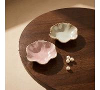 1 pièce Plateau à bijoux en céramique en forme de feuille de lotus, boîte de rangement multifonctionnelle pour bureau, convient pour le support de bagues et de boucles d'oreilles, décoration de vanité