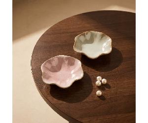 1 pièce Plateau à bijoux en céramique en forme de feuille de lotus, boîte de rangement multifonctionnelle pour bureau, convient pour le support de bagues et de boucles d'oreilles, décoration de vanité