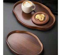 1 pièce Plateau asymétrique de couleur noyer, propice. Convient comme assiette de repas, plateau de divertissement, plateau à thé de style rétro, plateau décoratif. Également idéal comme cadeau de fêt