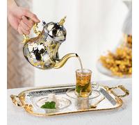 1 pièce Plateau avec poignée, motif de luxe, bordure dorée, convient pour les collations, le thé de l'après-midi, le support de bougie, le service à café, le rangement de bijoux, applicable pour l'hôt