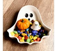 1 pièce Plateau blanc d'Halloween, design fantôme joyeux mignon, convient pour la décoration de bureau à domicile, le rangement de fête d'Halloween, la décoration de la maison, les accessoires de tabl