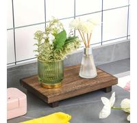 1 pièce Plateau de comptoir de salle de bain en bois, support à savon rayé et support de bougie - Plateau de salle de bain en bois, plateau d'affichage de cuisine L,Sbois