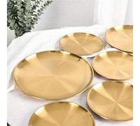 1 pièce Plateau de dessert/café en acier inoxydable de couleur or, plateau de service de style occidental, assiette à pizza, assiette pour petit-déjeuner, café, thé et nourriture, assiette décorative 