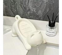 1 pièce Plateau de liquide vaisselle automatique en forme de chat de dessin animé - Boîte de rangement en plastique de couleur claire pour la salle de bain, idéal pour ranger le savon, organisateur et