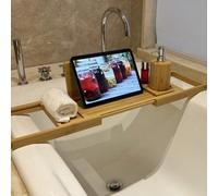1 pièce, Plateau de salle de bain en bambou réglable de 52,1 yard à 78,5 cm - Étagère extensible, facile à installer, idéal pour ranger les fournitures de bain et les articles de toilette essentiels, 