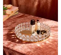 1 pièce Plateau de vanité, plateau de miroir rond de 7,8" et 9,8", plateau de vanité de salle de bain en verre, plateau organisateur de bijoux, boîte de rangement pour maquillage et cosmétiques, décor