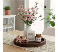 1 pièce Plateau décoratif en bois vintage, base de bougeoir ronde, plateau de rangement de style rustique pour table, convient pour la décoration de fêtes, d'anniversaires et de soirées M,S,Ensemble (