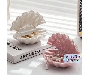 1 pièce Plateau décoratif en céramique coquillage élégant, style art déco. Parfait pour ranger les clés et les bijoux, idéal pour l'entrée, la commode, la décoration de la maison. Cadeau parfait pour 
