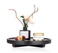 1 pièce Plateau décoratif rond, organisateur de comptoir de salle de bain en bois, décoration de cuisine de style ferme, rehausseur en bois pour porte-savon, parfum, bougie, éponge, décoration de sall