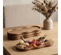 1 pièce Plateau en bois de rose, plat, planche à découper en bambou et bois, plateau à fromage, dessert, fruits, pain, plateau de service pour amuse-gueules, décoration d'intérieur, cuisine, cadeau po
