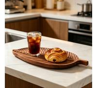 1 pièce Plateau en bois en forme de feuille, plateau en bois de style japonais, plateau de service pour les aliments, le thé, les desserts, les bijoux, les bougies, convient pour les collations, les f
