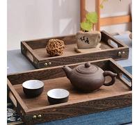 1 pièce Plateau en bois multifonctionnel, plateau décoratif rectangulaire emboîtable pour cosmétiques, en-cas, convient pour la maison, le patio, le café, les fêtes, la cuisine, cadeau de Noël L,M,Sgr