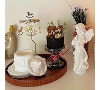 1 pièce Plateau en bois vintage, couleur marron, plateau de service rétro pour café, pâtisserie, gâteau, boisson, décoration de maison, assiette à steak rustique en bois, assiette à dessert ronde, pla