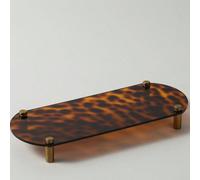 1 pièce Plateau en métal style Ins avec imprimé écaille de tortue et léopard, boules en bois, support de diffusion de parfum géométrique asymétrique transparent, accessoire de décoration de luxe pour 