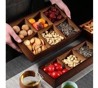 1 pièce Plateau en noyer à plusieurs compartiments pour les collations, les pâtisseries, les biscuits, convenant à diverses occasions L,M,S,XLUnicolore,Motif texturébois